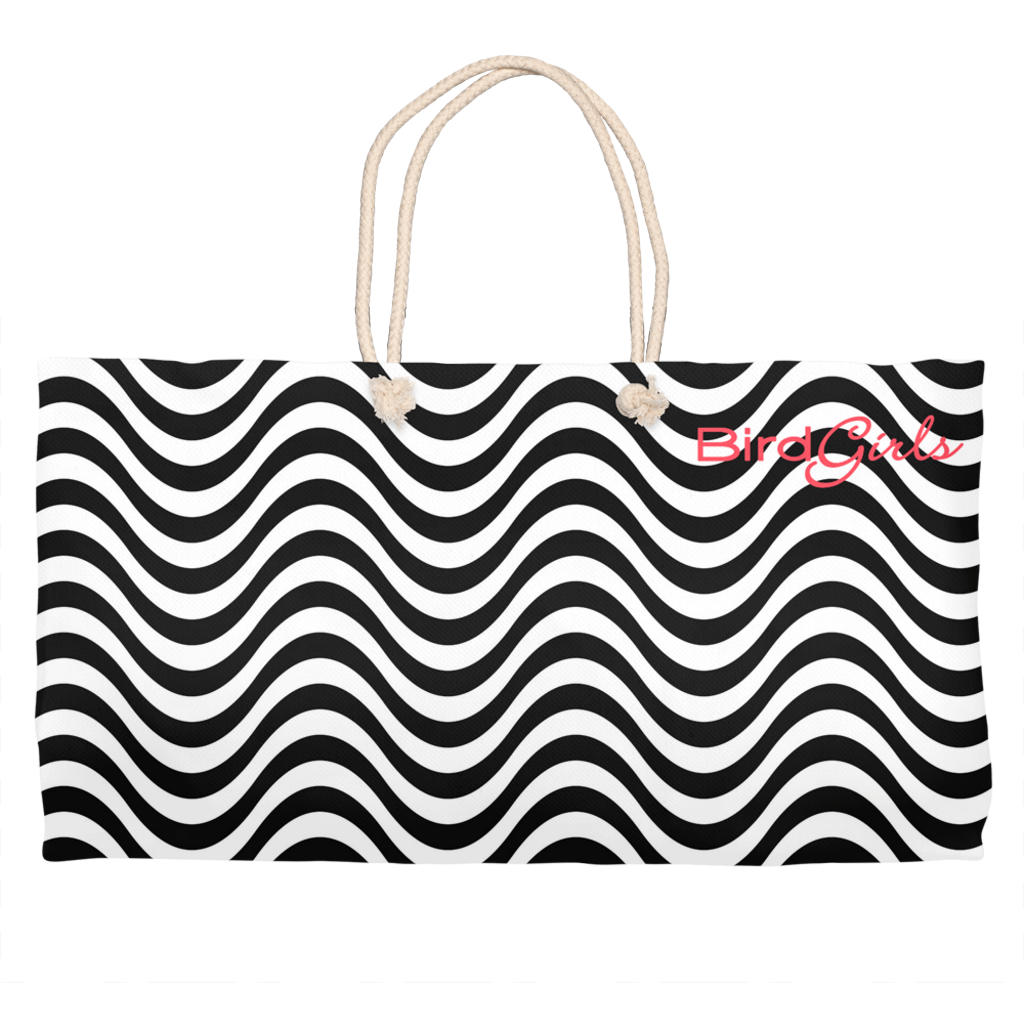 BirdGirls Black and White Weekender Totes - thebirdgirls.com