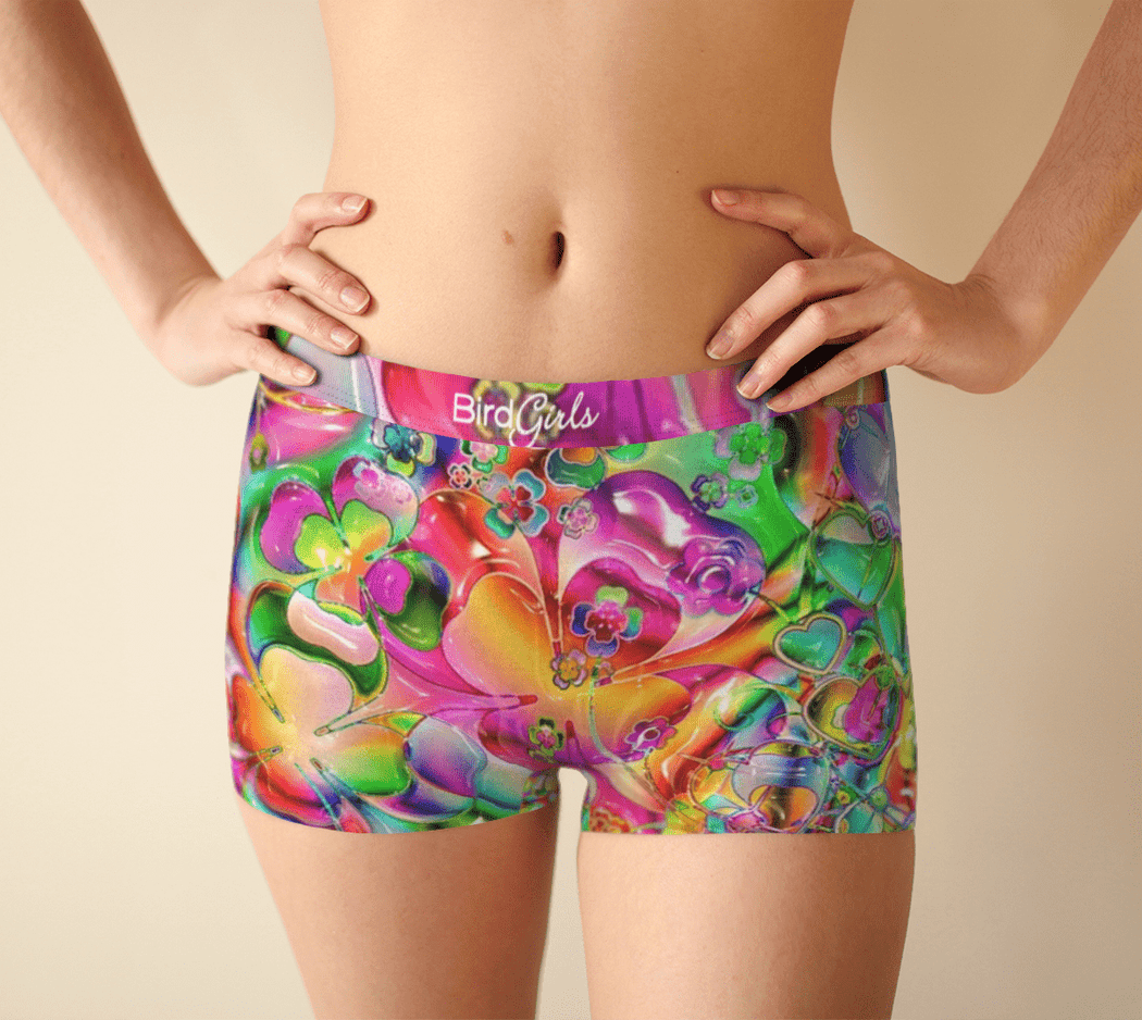 BirdGirls Neon Flowers Boy Shorts - The BirdGirls