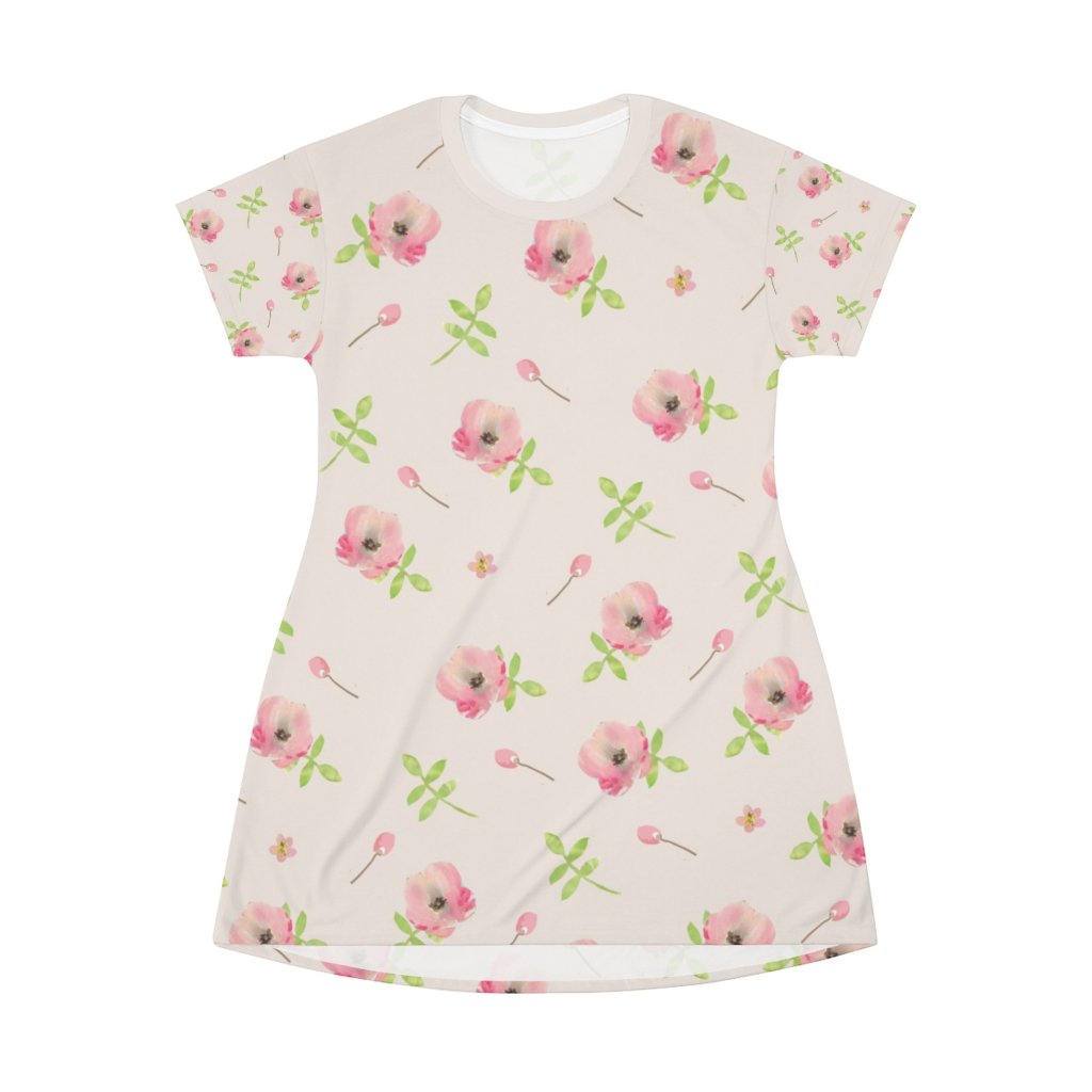 BirdGirls Pink Daysees All Over Print T-Shirt Dress - The BirdGirls