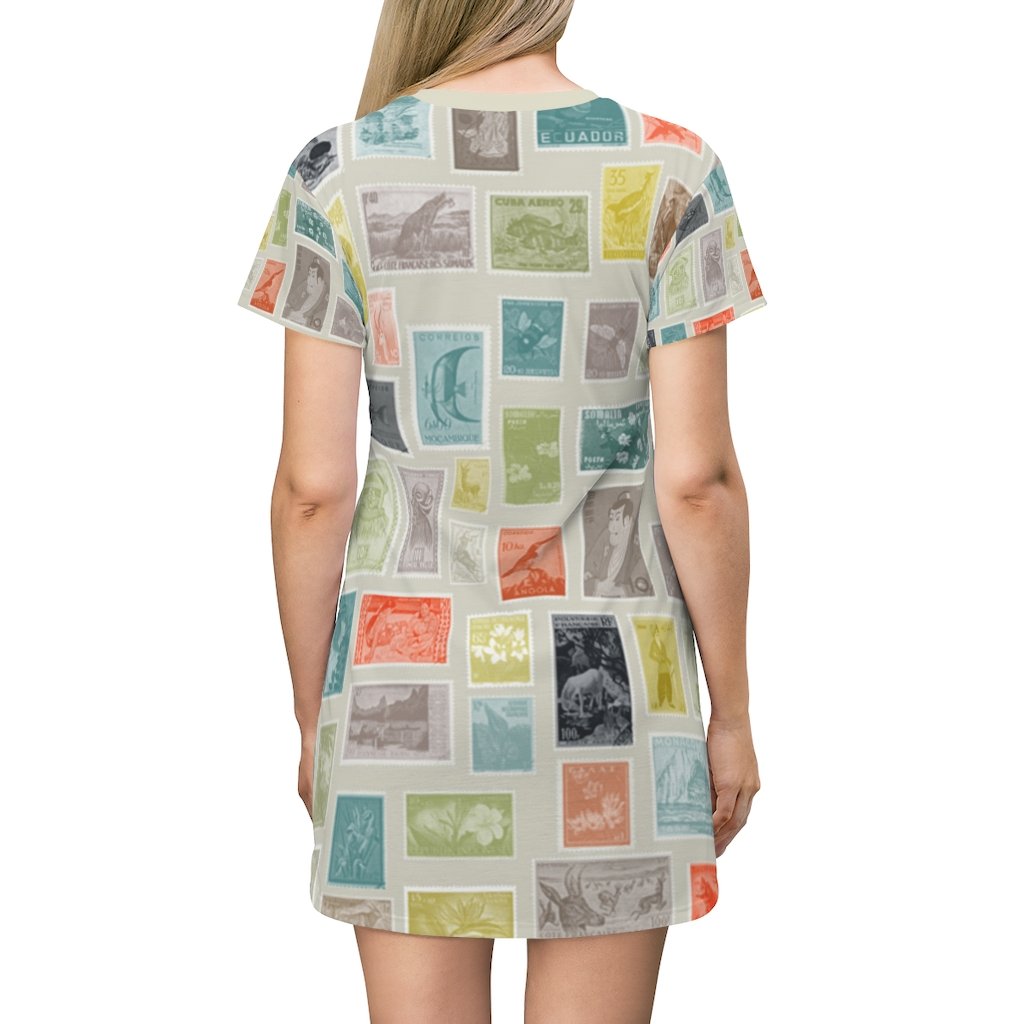 BirdGirls Stamp It All Over Print T-Shirt Dress - The BirdGirls