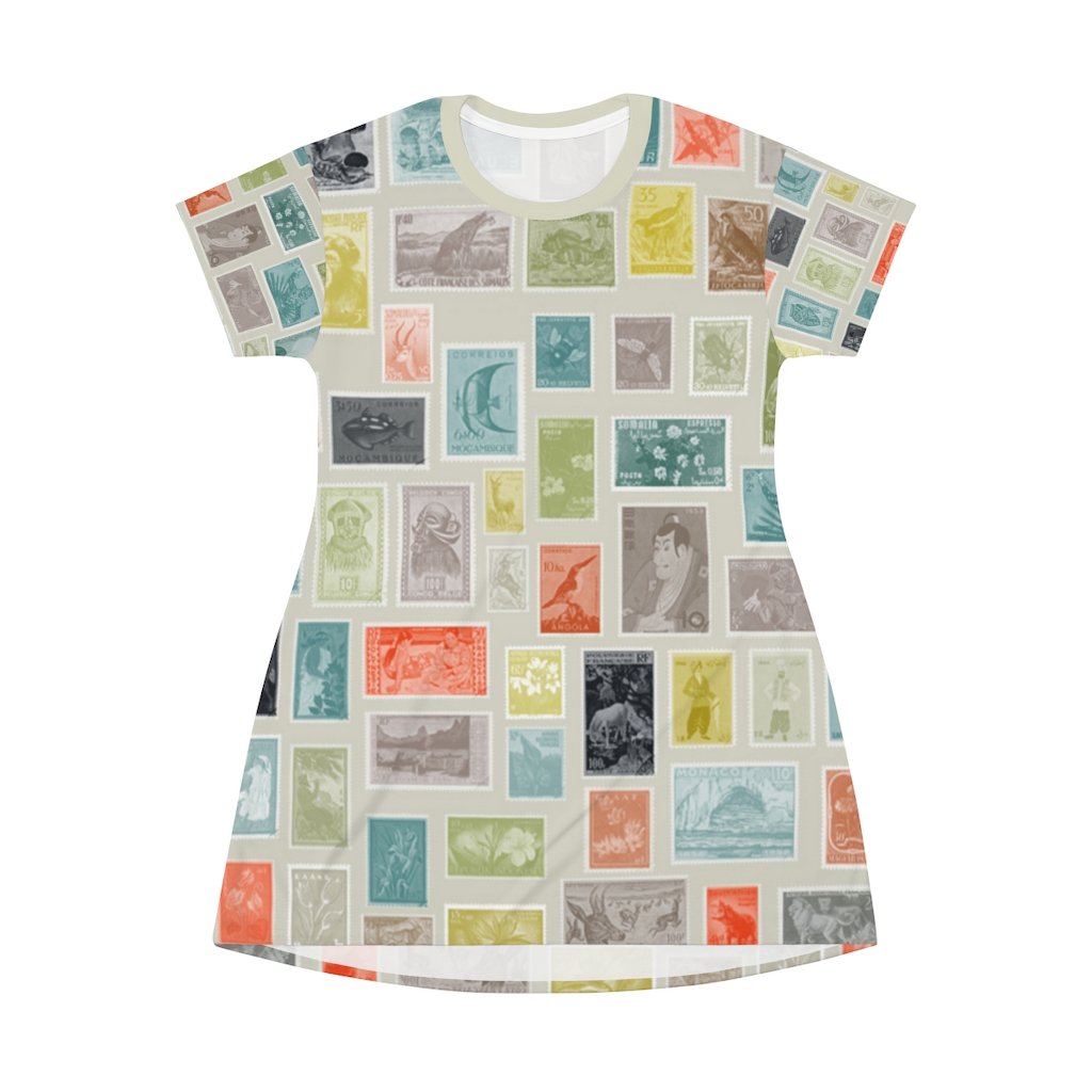 BirdGirls Stamp It All Over Print T-Shirt Dress - The BirdGirls