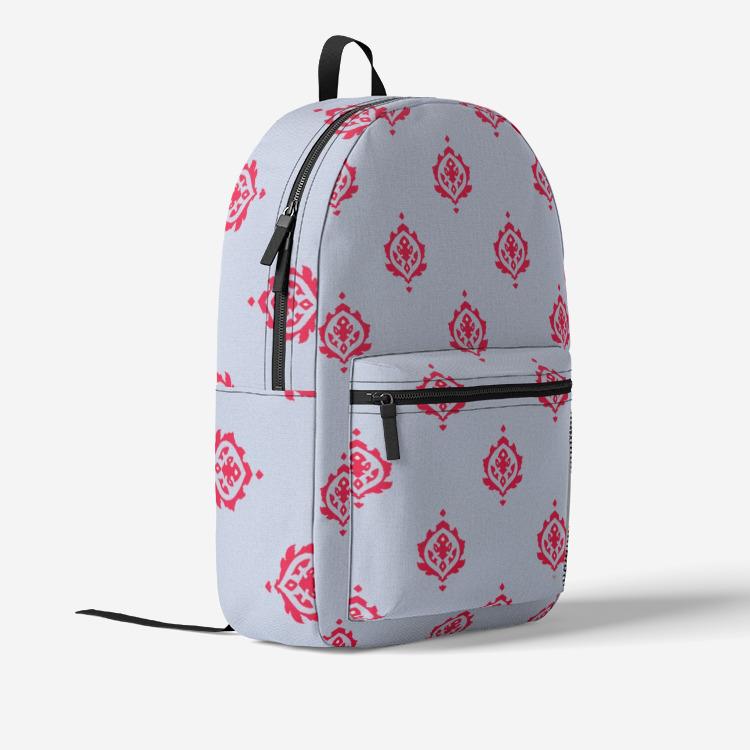 Red Stamp Retro Colorful Print Trendy Backpack - The BirdGirls