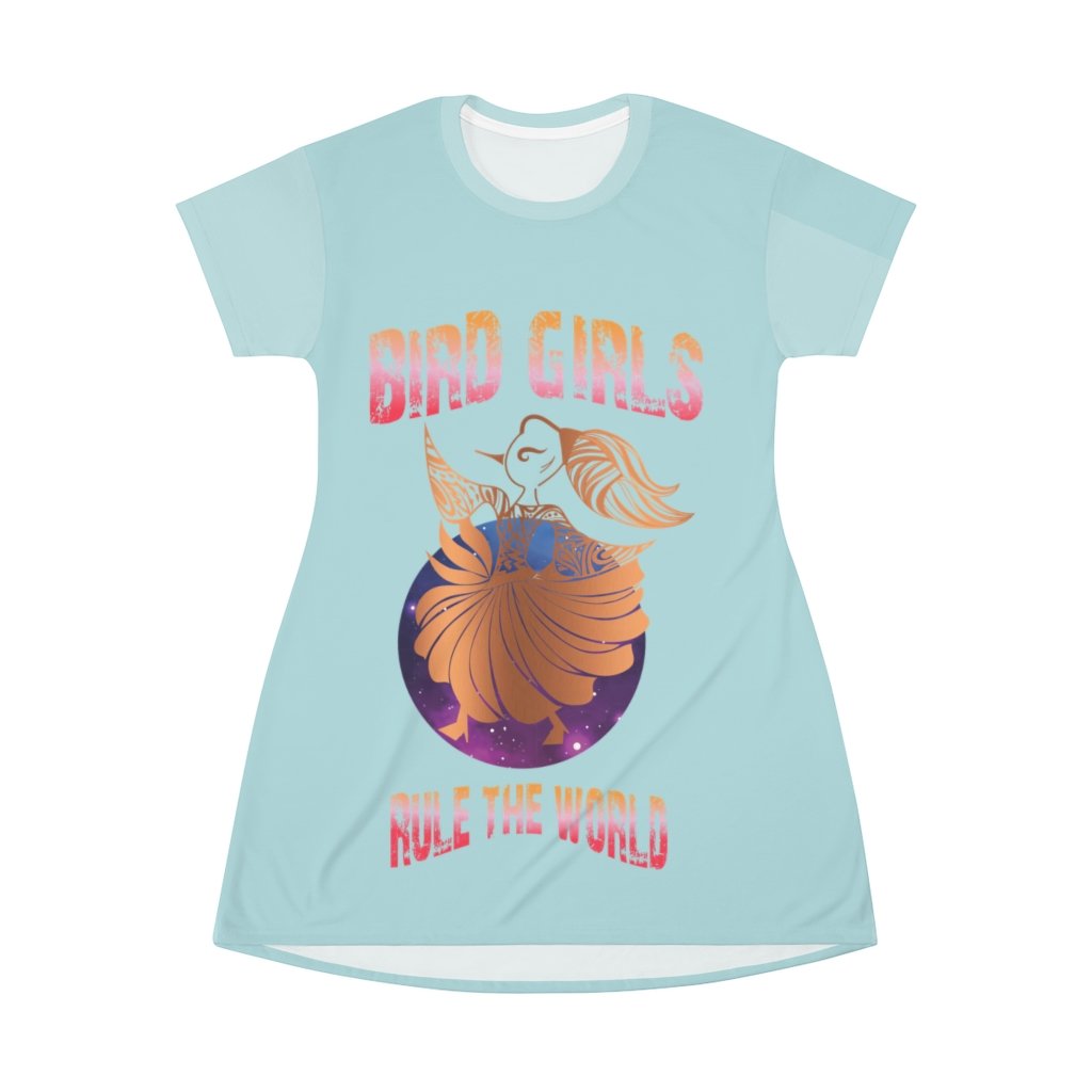 BirdGirls Rule the World All Over Print T-Shirt Dress - The BirdGirls