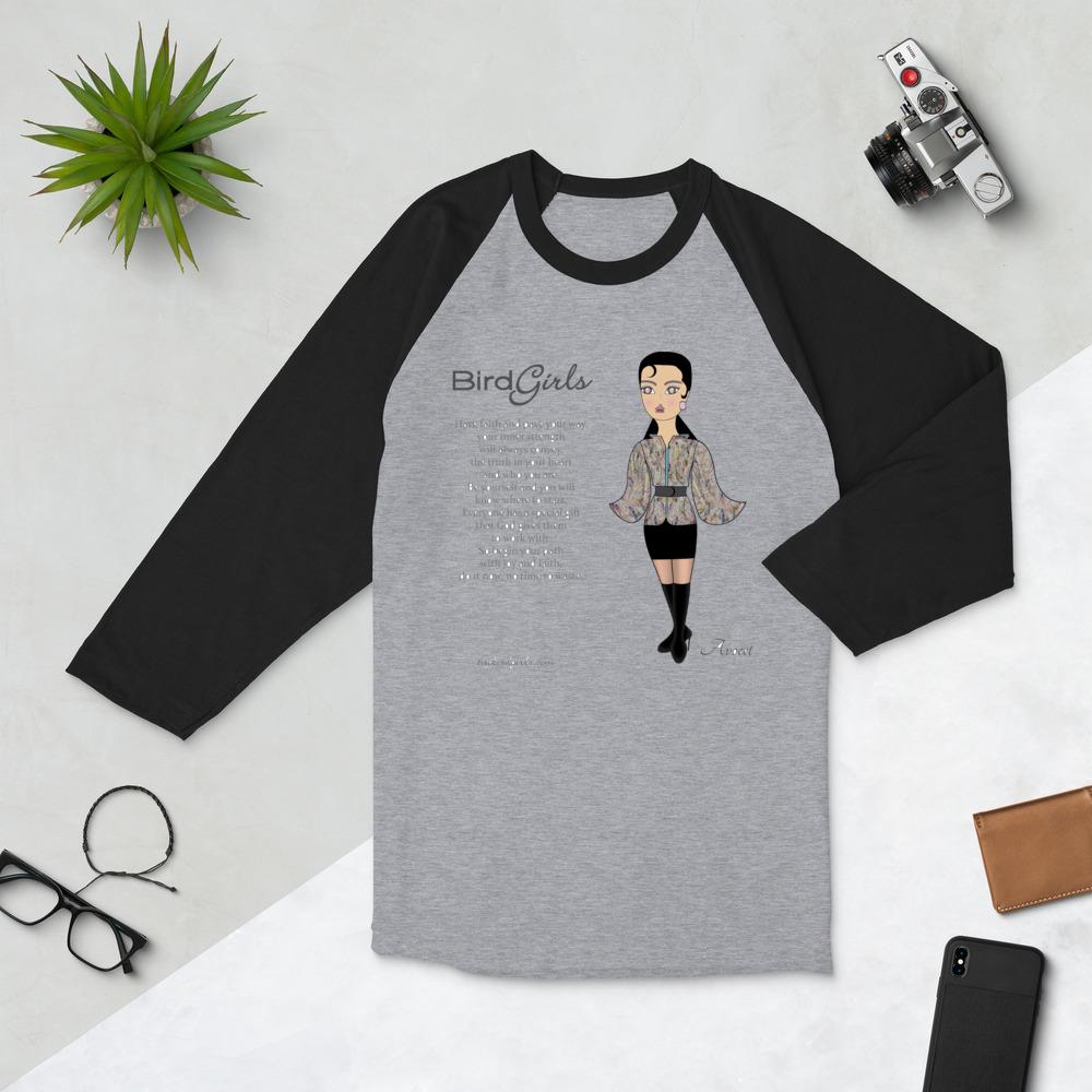 Avocet Poem 3/4 sleeve raglan shirt - The BirdGirls