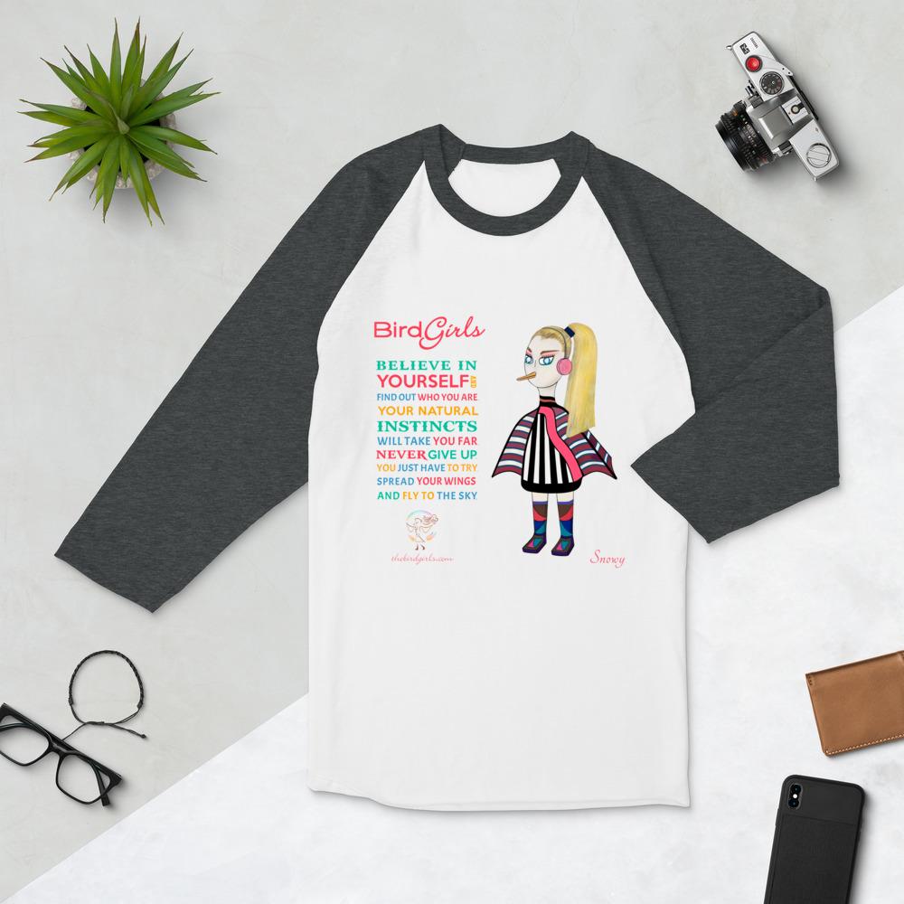 Snowy 3/4 sleeve raglan shirt - The BirdGirls