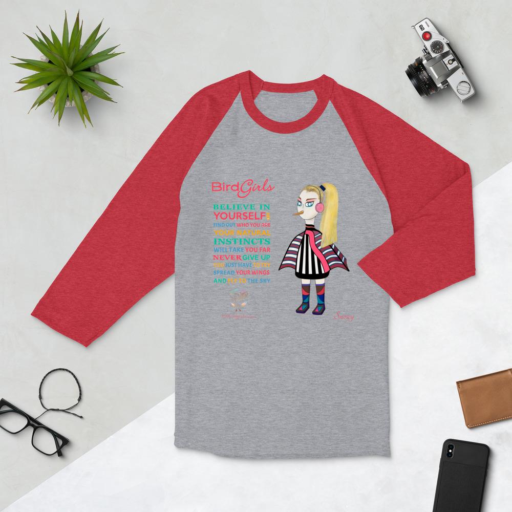 Snowy 3/4 sleeve raglan shirt - The BirdGirls