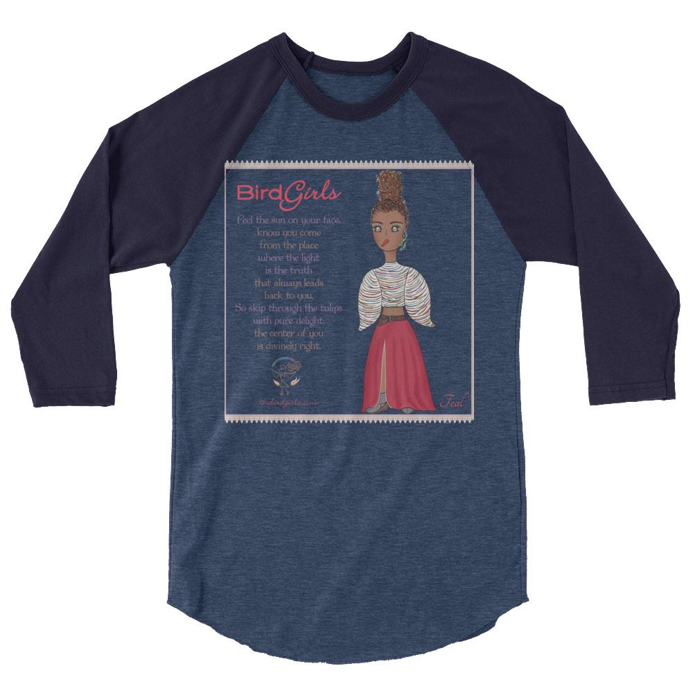 Teal 3/4 sleeve raglan shirt - The BirdGirls