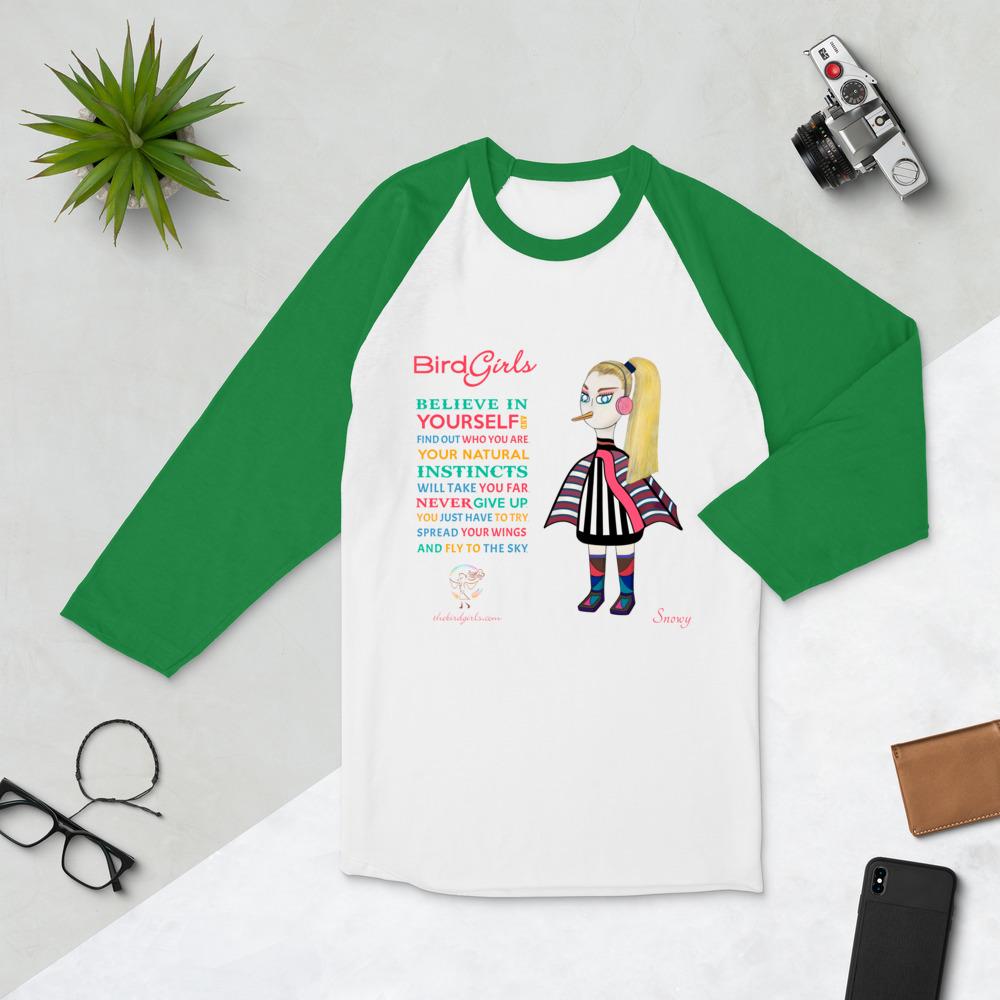 Snowy 3/4 sleeve raglan shirt - The BirdGirls