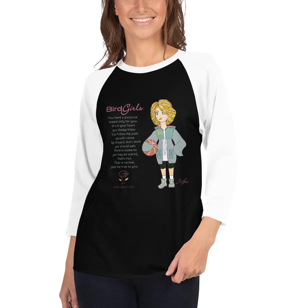 Puffin 3/4 sleeve raglan shirt - The BirdGirls