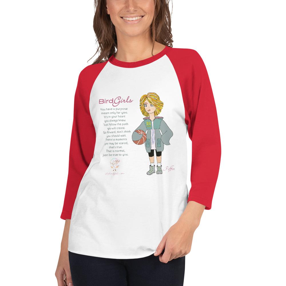 Puffin 3/4 sleeve raglan shirt - The BirdGirls