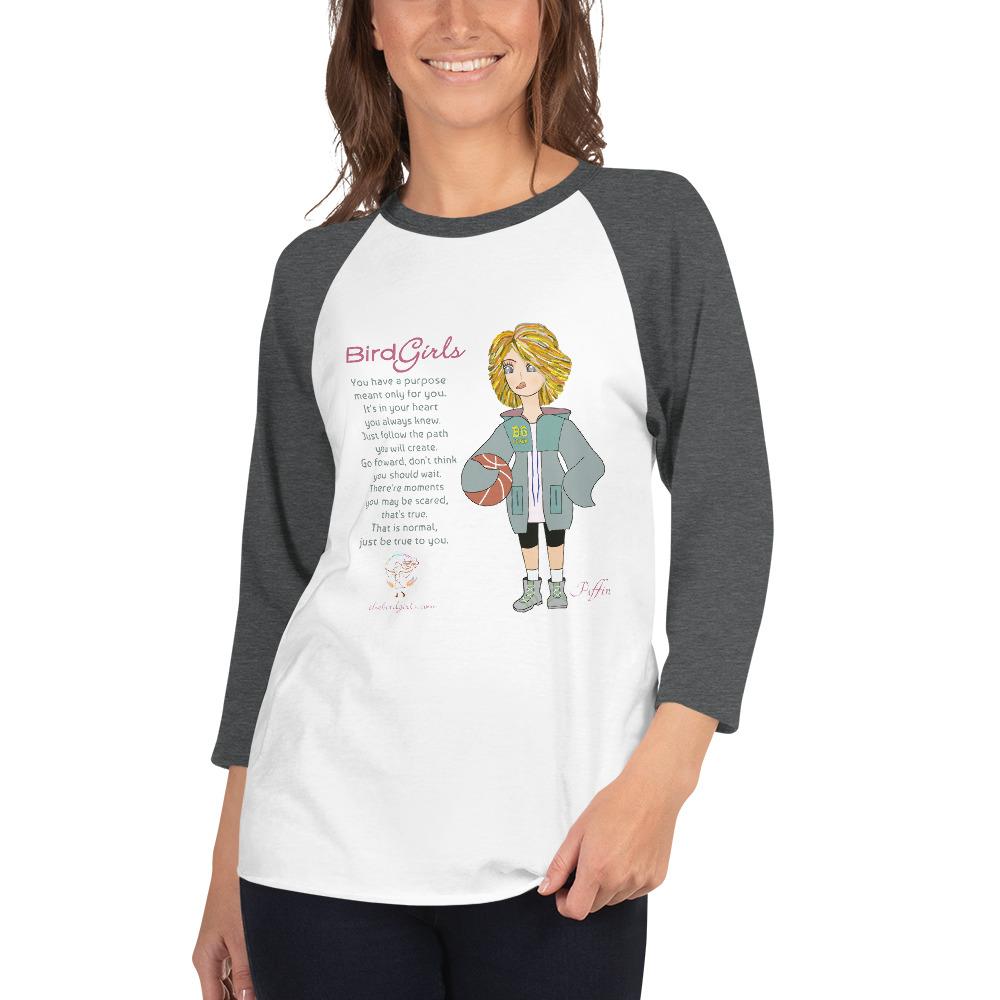 Puffin 3/4 sleeve raglan shirt - The BirdGirls