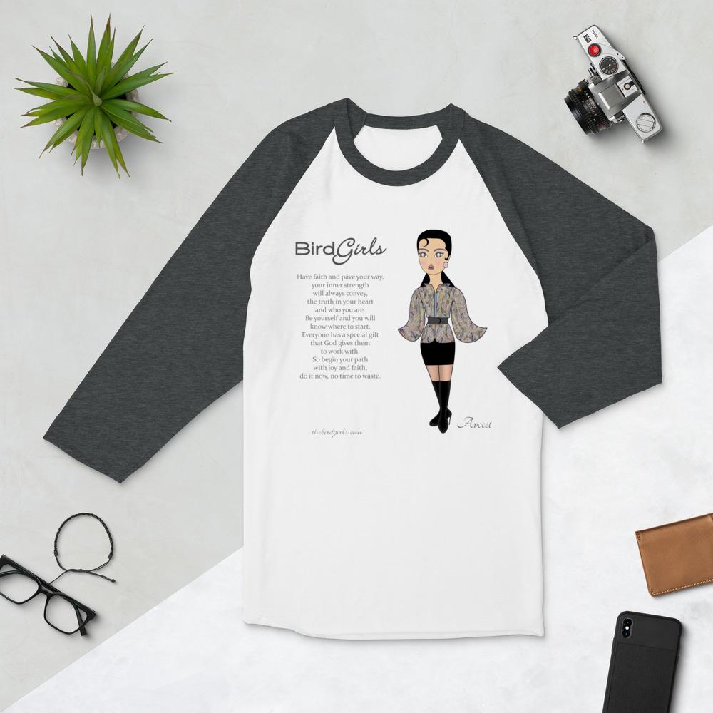 Avocet Poem 3/4 sleeve raglan shirt - The BirdGirls