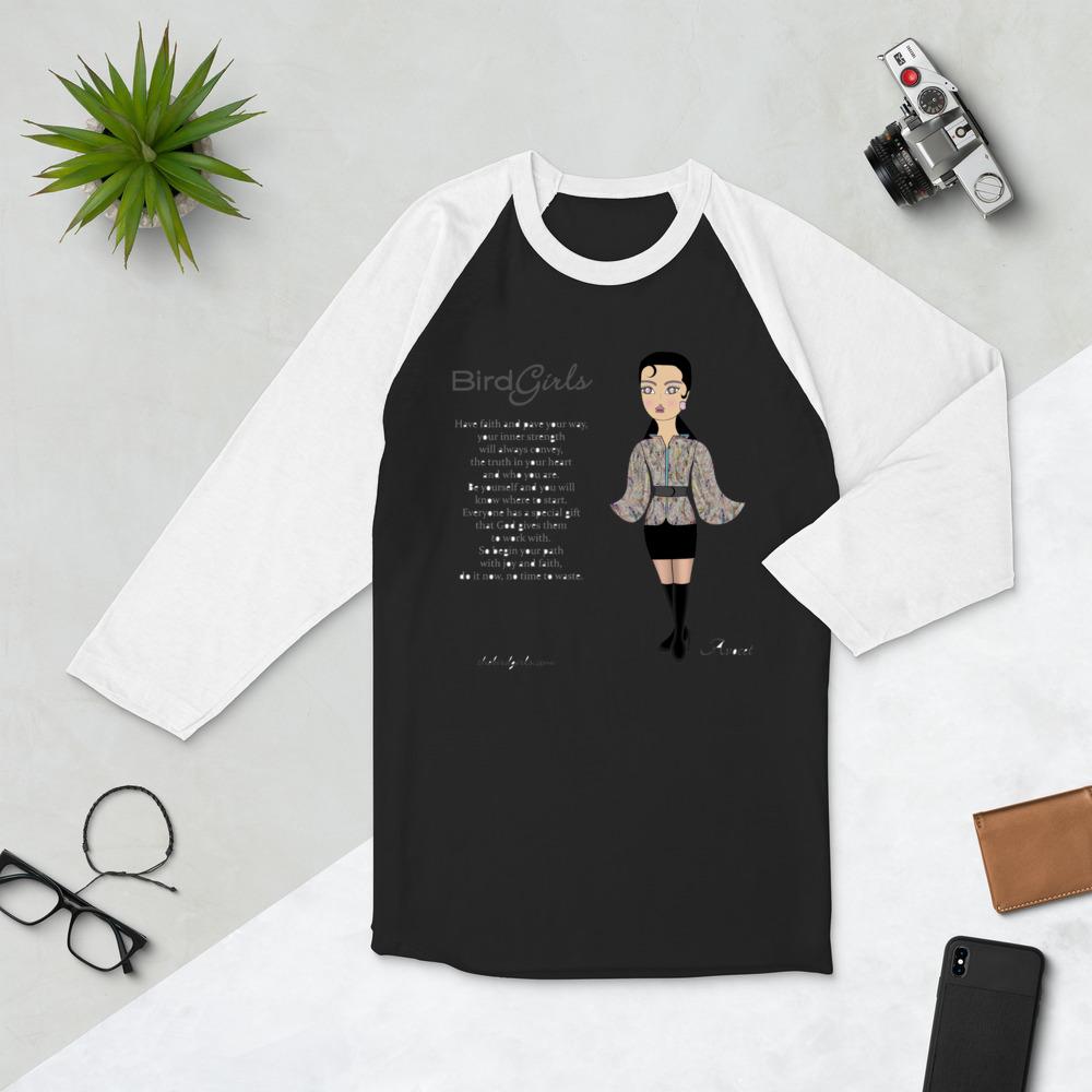 Avocet Poem 3/4 sleeve raglan shirt - The BirdGirls