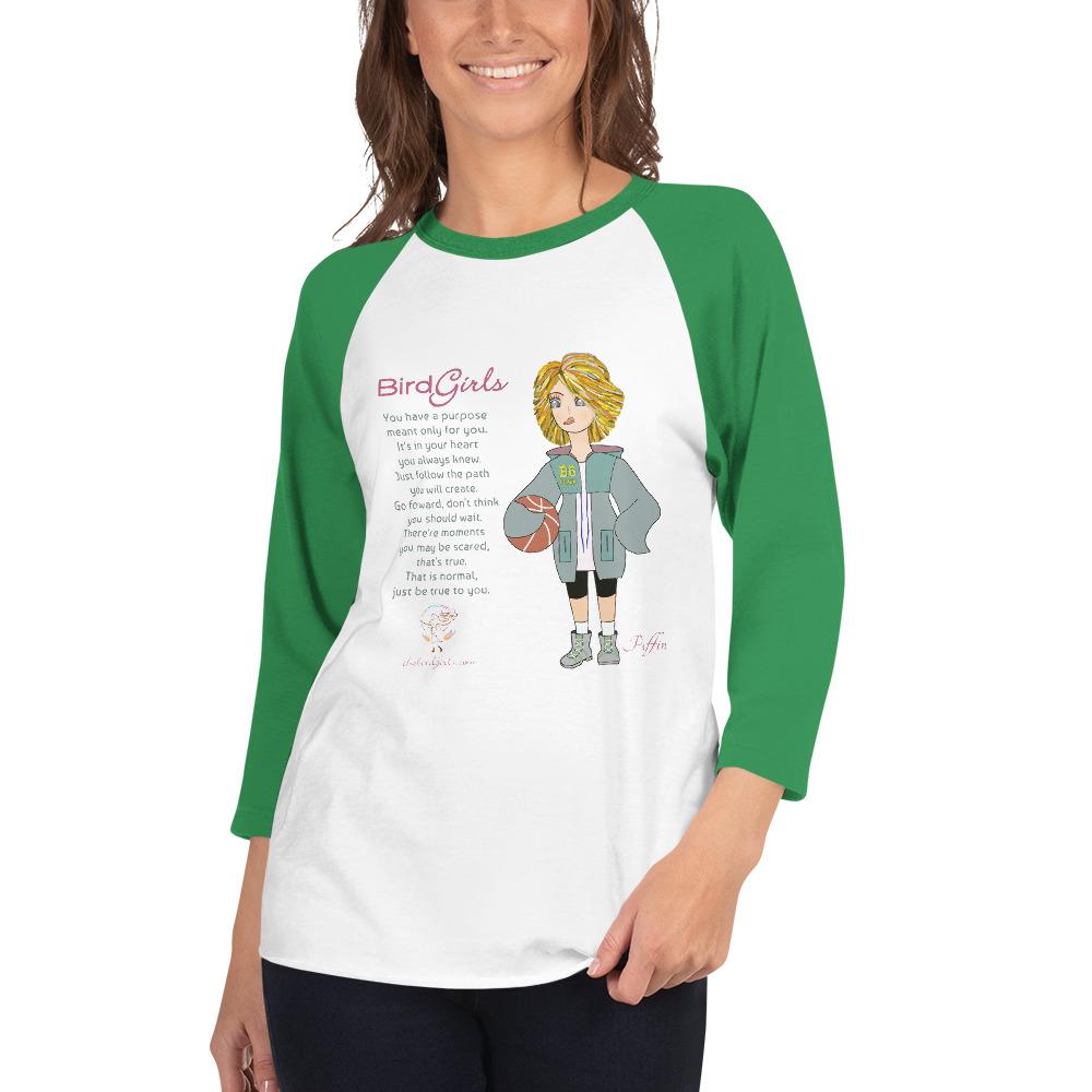 Puffin 3/4 sleeve raglan shirt - The BirdGirls