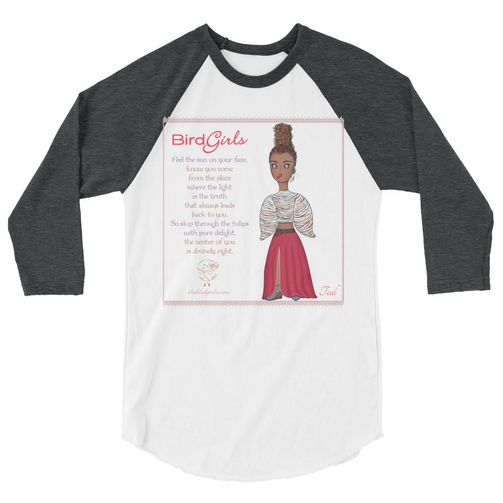 Teal 3/4 sleeve raglan shirt - The BirdGirls