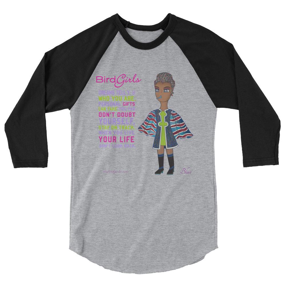 Blue 3/4 sleeve raglan shirt - The BirdGirls