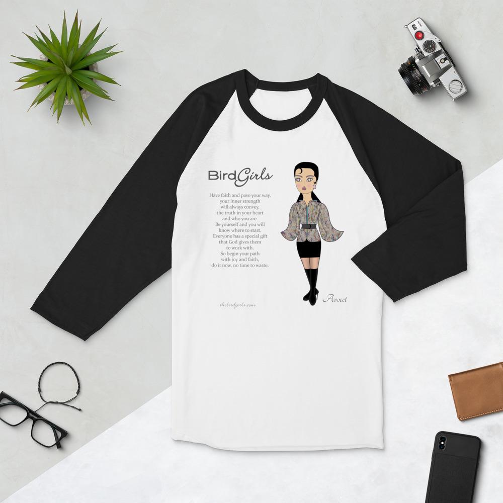 Avocet Poem 3/4 sleeve raglan shirt - The BirdGirls