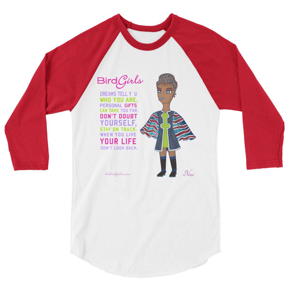 Blue 3/4 sleeve raglan shirt - The BirdGirls