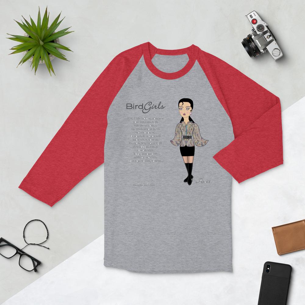 Avocet Poem 3/4 sleeve raglan shirt - The BirdGirls