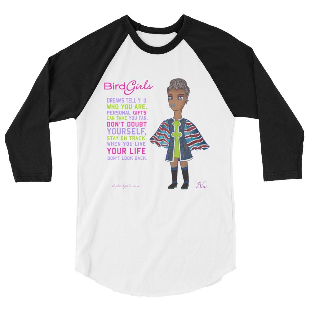 Blue 3/4 sleeve raglan shirt - The BirdGirls