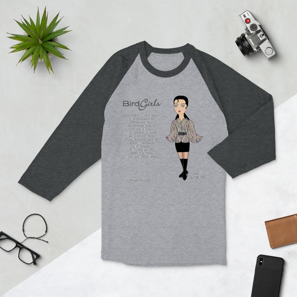Avocet Poem 3/4 sleeve raglan shirt - The BirdGirls