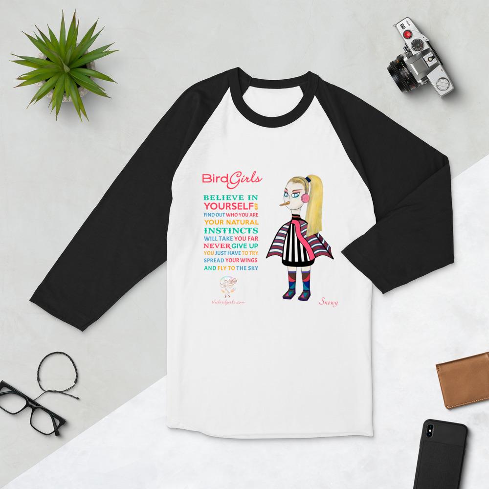 Snowy 3/4 sleeve raglan shirt - The BirdGirls
