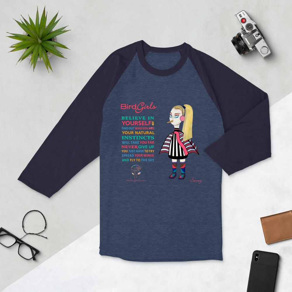 Snowy 3/4 sleeve raglan shirt - The BirdGirls