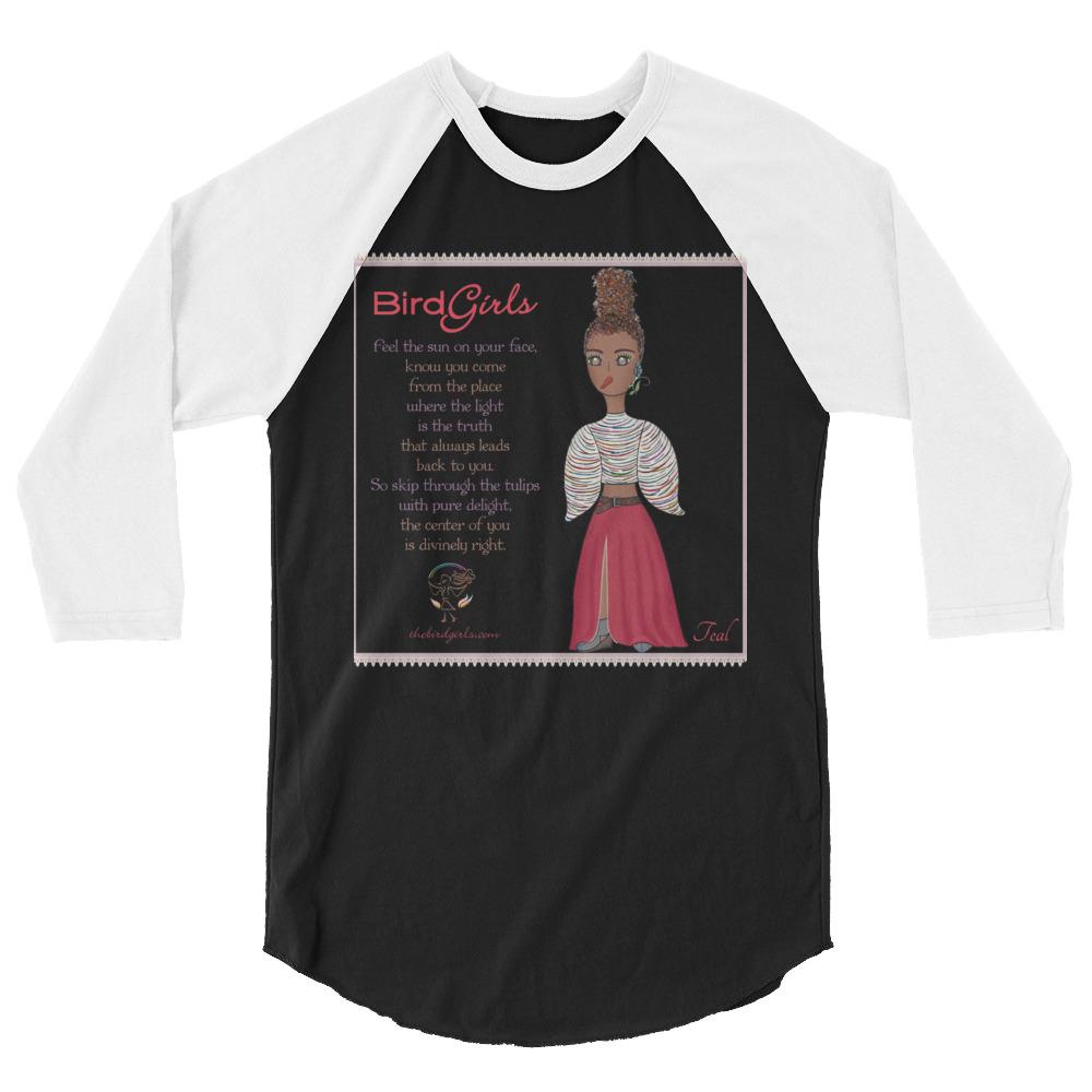Teal 3/4 sleeve raglan shirt - The BirdGirls