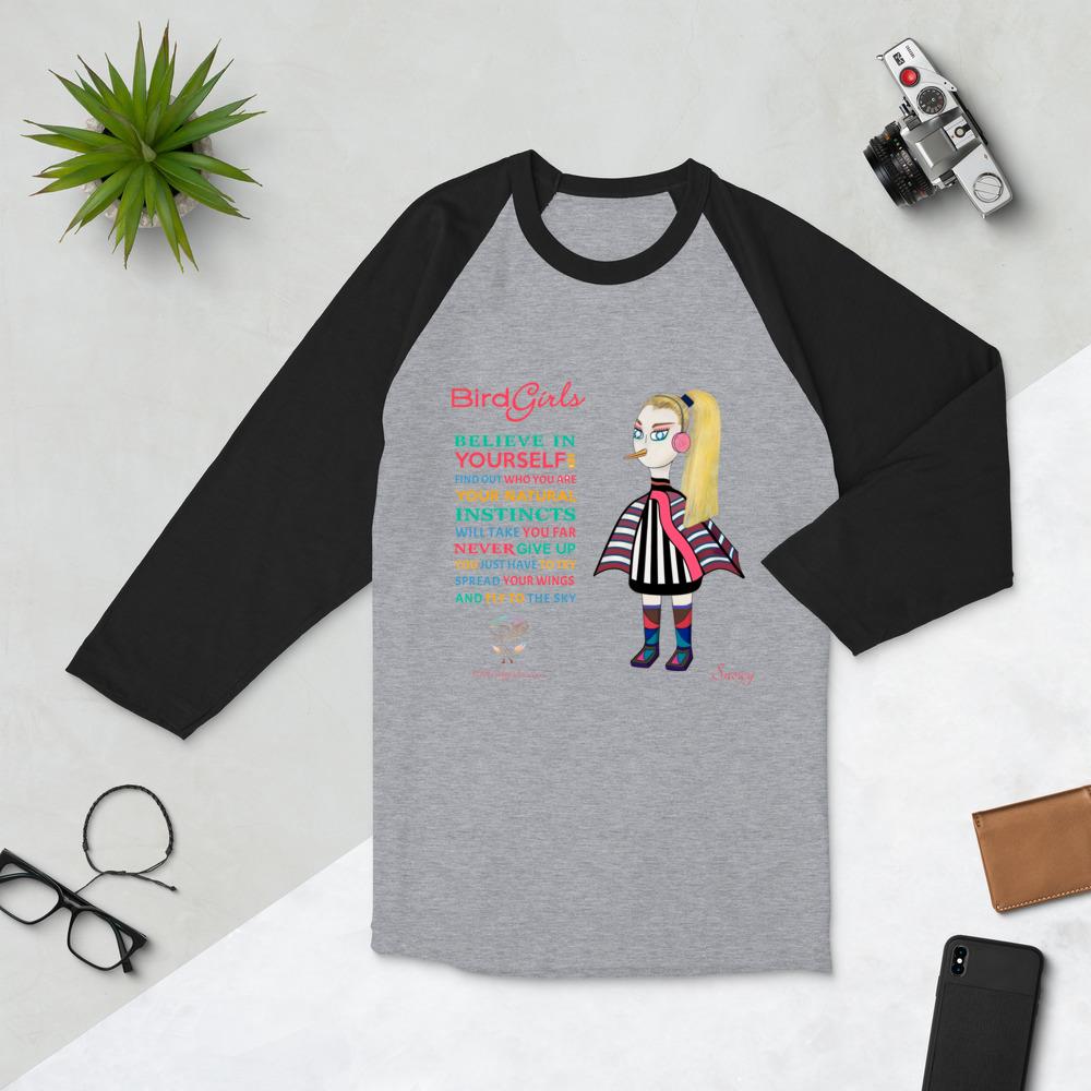 Snowy 3/4 sleeve raglan shirt - The BirdGirls