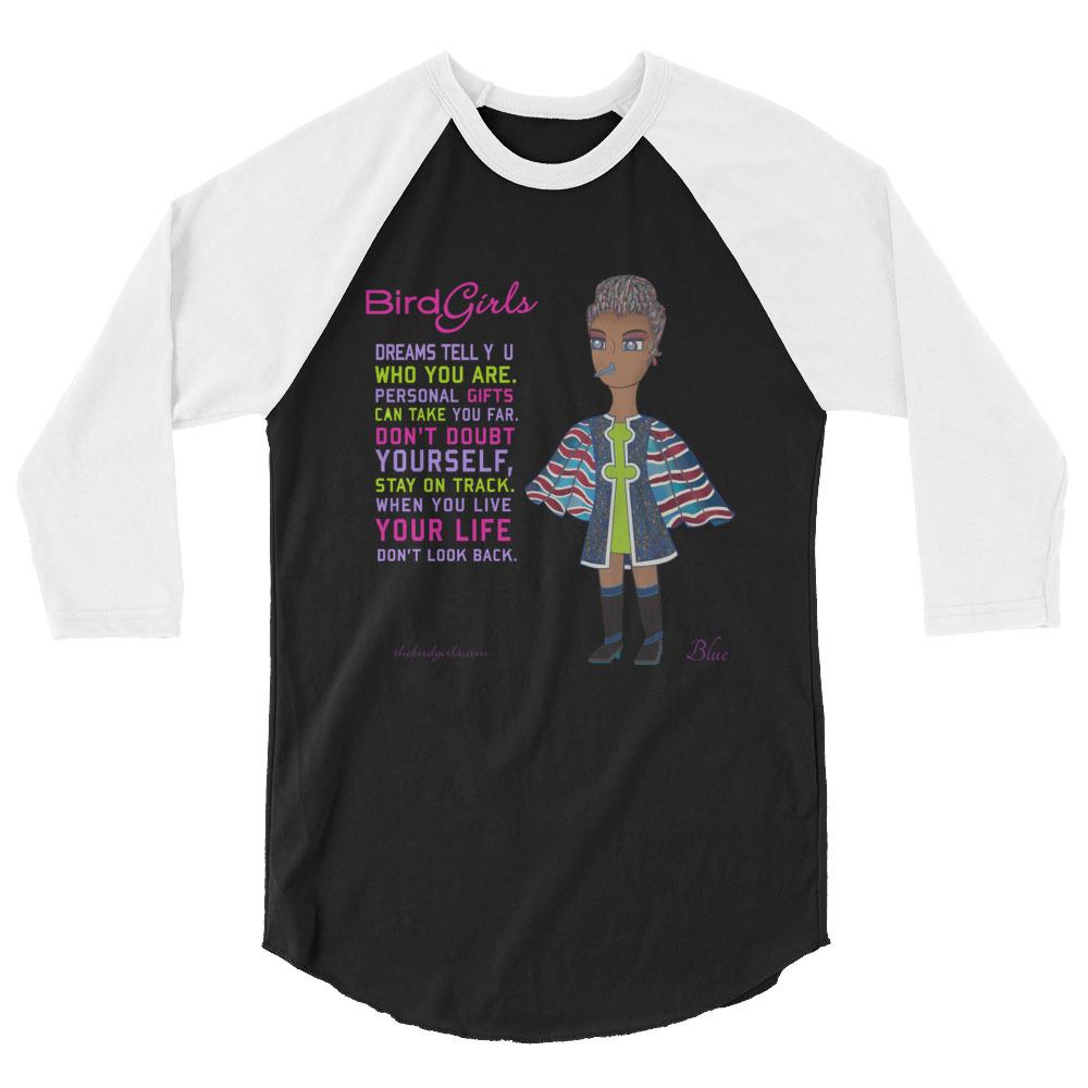 Blue 3/4 sleeve raglan shirt - The BirdGirls