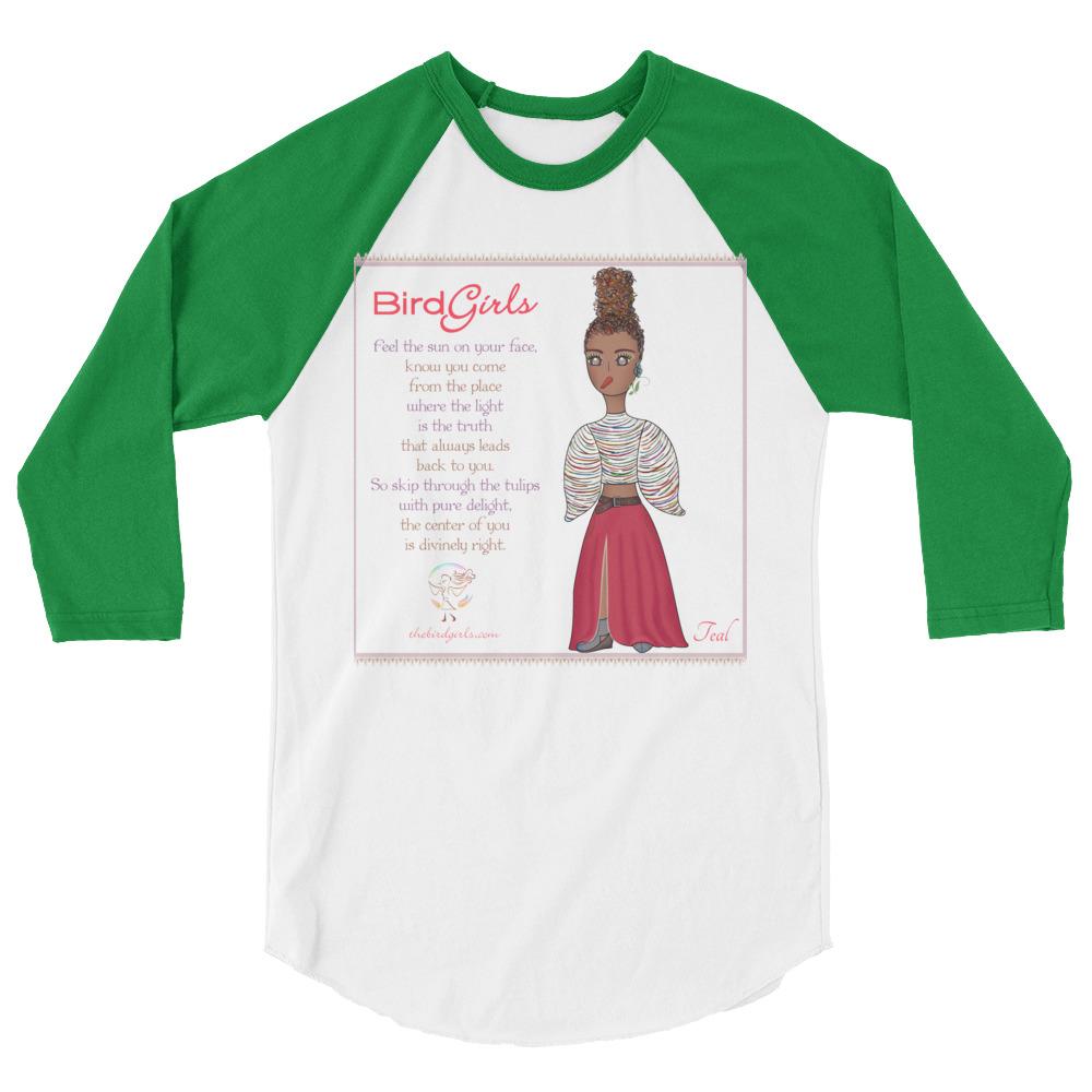 Teal 3/4 sleeve raglan shirt - The BirdGirls