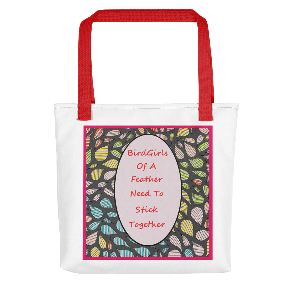 Lavendar/Feathers SloganTote bag - thebirdgirls.com