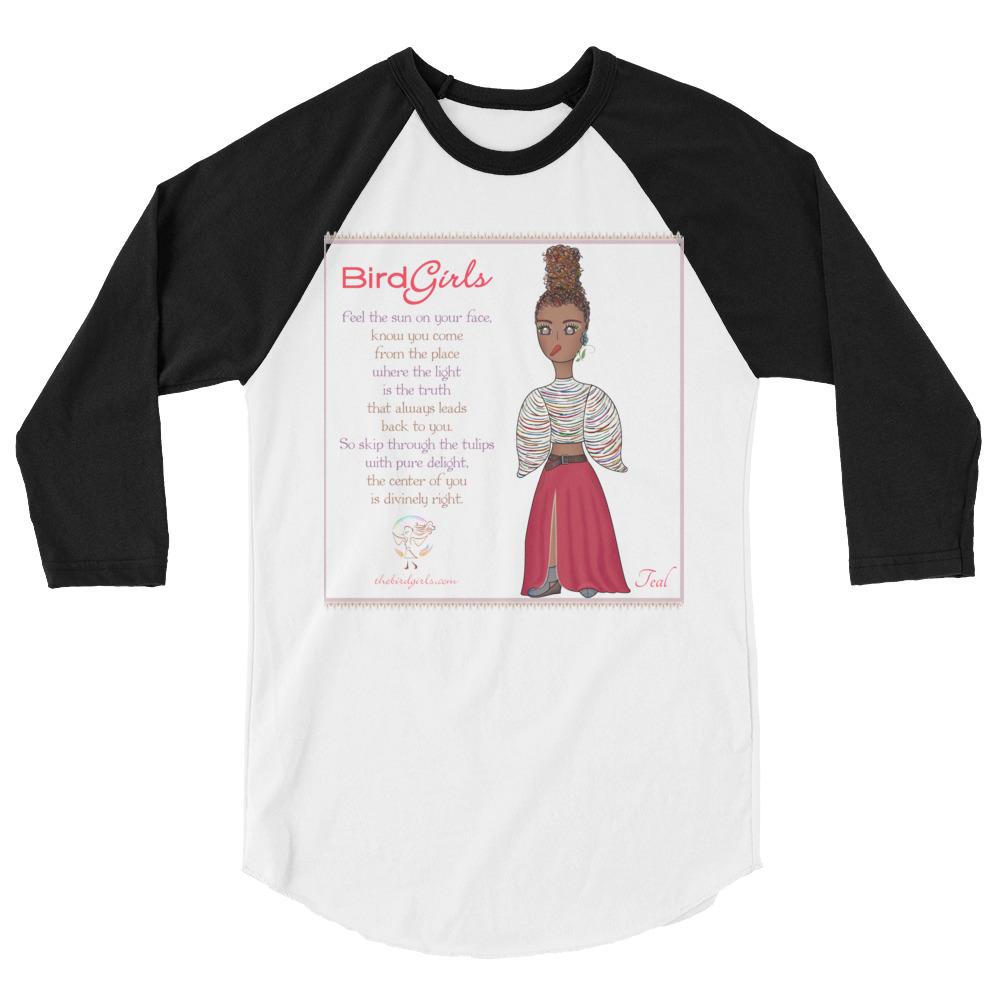 Teal 3/4 sleeve raglan shirt - The BirdGirls