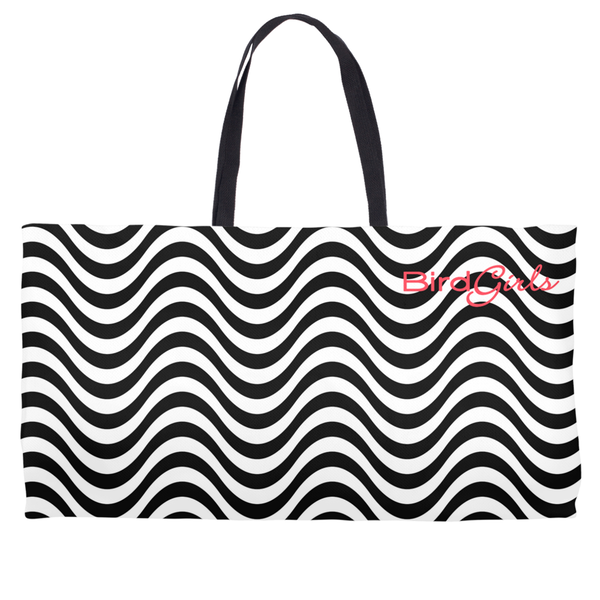 BirdGirls Black and White Weekender Totes - thebirdgirls.com