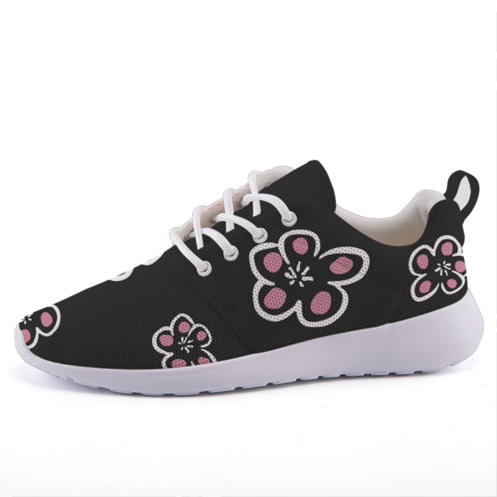 Black Floral Medley Lightweight fashion sneakers casual sports shoes - thebirdgirls.com