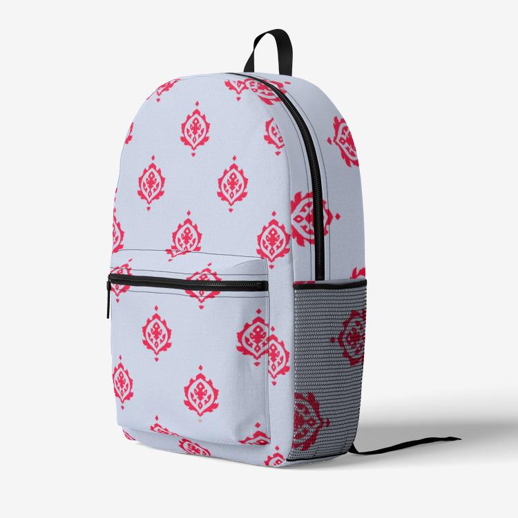 Red Stamp Retro Colorful Print Trendy Backpack - The BirdGirls